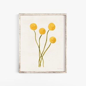 Billy Ball Flowers Wall Art Print | Flower Art | Floral Art | Watercolor Art | Minimalist Art | Nature Art | 5x7 8x10 11x14