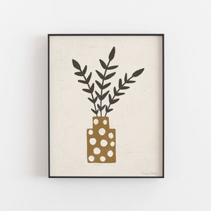 Branches Dotted Terracotta Vase Wall Art Print