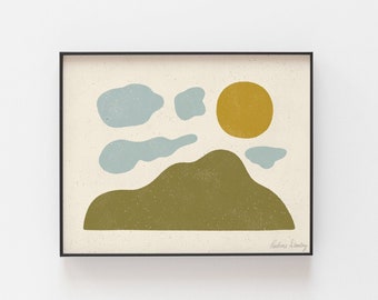 Mountain Cloud Sun Wall Art Print