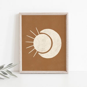 Sun Moon Wall Art Print - Terracotta + Cream