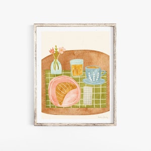 Breakfast Setting Watercolor Wall Art Print