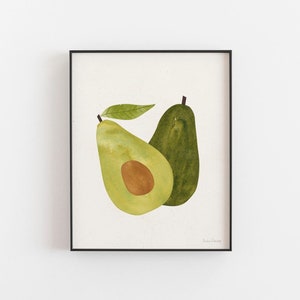 Avocado Watercolor Wall Art Print