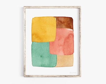 Watercolor Patchwork Abstract #3 Wall Art Print