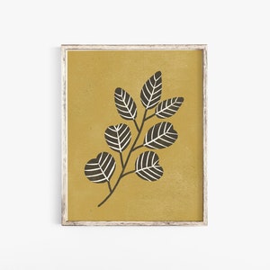 Eucalyptus Branch Wall Art Print - Black Mustard