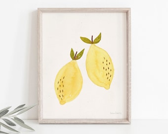 Watercolor Lemons Wall Art Print