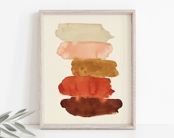 Watercolor Swatches Art Print - Rust + Brown | Organic Wall Art | Watercolor Art Print | Minimalist Art | Simple Wall Art |  5x7 8x10 11x14