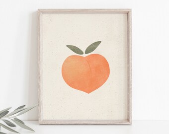 Peach Wall Art Print | Fruit Wall Art | Fruit Art | Fruit Illustration | Orange Art | Summer Art | 5x7 8x10 11x14 16x20