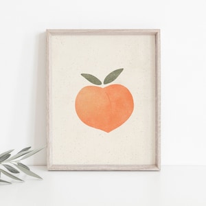 Peach Wall Art Print | Peach Art | Modern Art | Minimalist Art | Food Art | Fruit Art | Kitchen Art |  5x7 | 8x10 | 11x14