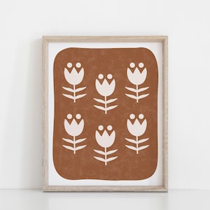 SEGUNDOS VENTA 30% de descuento - Scandinavian Flower Pattern Art Print - Rust / Scandinavian Art / Modern Art / Minimalist Art / Wall Art
