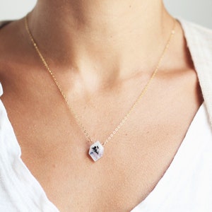 Hexagon Moonstone Necklace Moonstone Jewelry 14k Gold Fill Necklace Sterling Silver Gemstone Necklace Stone Necklace image 1