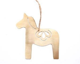 Dala Horse Ornament | Metal Ornament | Brass Ornament | Steel Ornament | Wood Ornament | Tree Ornament | Christmas Stocking Stuffer