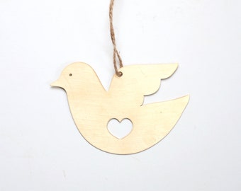 Dove Heart Ornament | Dove Ornament | Brass Ornament | Steel Ornament | Wood Ornament | Tree Ornament | Christmas Stocking Stuffer
