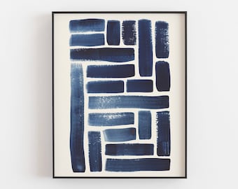 Blue Strokes Pattern Wall Art Print