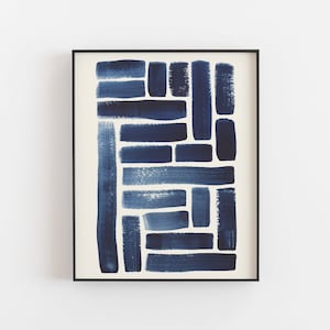 Blue Strokes Pattern Wall Art Print