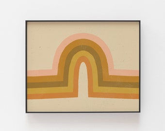 Retro Rainbow Wall Art Print | Minimalist Art | Modern Art | Rainbow Art | Vintage Art | Retro Art | Earthy Art | 5x7 8x10 11x14