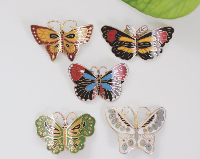 Vintage Cloisonné Enamel Butterfly Pin Brooch | Vintage Butterfly Brooch | Vintage Jewelry | Vintage Enamel Pin | Sold Individually