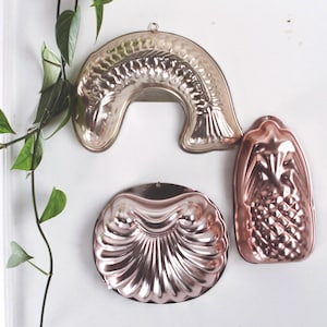 Vintage Copper Mold Wall Hanging - Fish, Shell, Pineapple