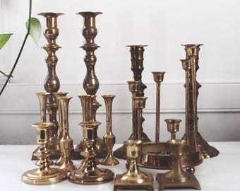 Collection vintage de bougeoirs en laiton 1 | Vendu à l'unité