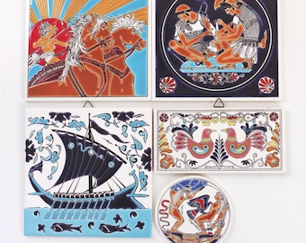 Vintage Niarchos Hellas Greek Mythology Handmade Ceramic Wall Tile