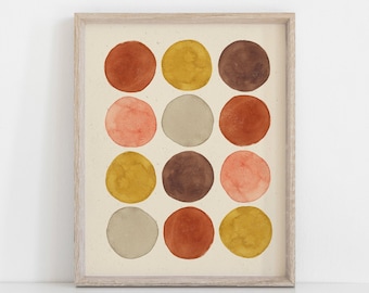 Watercolor Dots Wall Art Print - Rust + Ochre