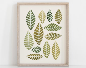 Leaves Arrangment Wall Art Print - Green