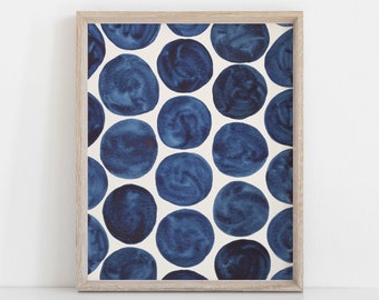 Blue Dots Pattern Wall Art Print