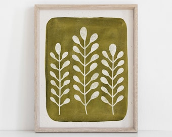 Mod Ferns Wall Art Print - Green | Watercolor Art | Modern Art | Minimalist Art | Nature Art | Plant Art | Green Art |  5x7 | 8x10 | 11x14