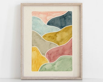 Watercolor Abstract Landscape Art Print | Organic Wall Art | Watercolor Art Print | Minimalist Art | Landscape Wall Art |  5x7 8x10 11x14