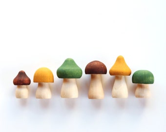 Hand Painted Wooden Mushrooms - Green | Mushroom Decor | Minimalist Decor | Nature Decor | Cottagecore Decor| DIY Kit | Craft Kit
