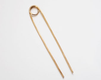 Loop Brass Hair Pin / Brass Hair Clip / Brass Hair Stick / Brass Hair Fork / Brass Hair Accessories / Minimalist Hair