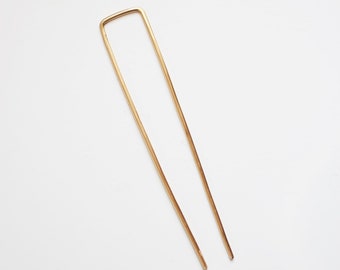 Square Brass Hair Pin | Brass Hair Clip | Brass Hair Stick | Brass Hair Fork | Brass Hair Accessories | Minimalist Hair