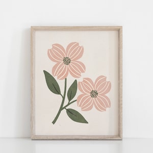 Dogwood Flower Wall Art Print - Pink + Cream