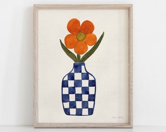 Checkboard Bud Vase Wall Art Print