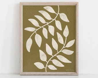 Mirror Branches Wall Art Print - Olive Green