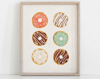 Donuts Watercolor Wall Art Print