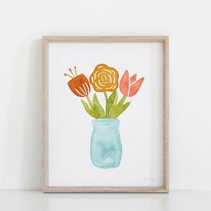 Aquarell Glasblumen Wand Kunst Druck