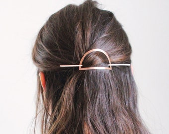 Half Moon Hair Pin | Brass Hair Clip | Copper Hair Slide | Hair Barrette | Hair Accessories | Copper Hair Clip | Silver Hair Slide