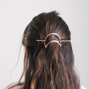 Crescent Moon Hair Pin | Brass Hair Clip | Copper Hair Slide | Hair Barrette | Hair Accessories | Copper Hair Clip | Silver Hair Slide