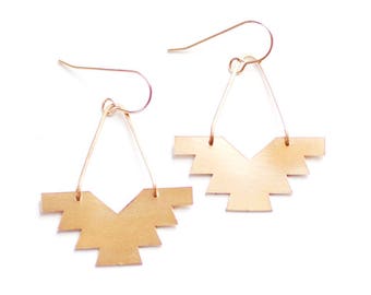 Geometric Phoenix Earrings | Brass Earrings | 14k Gold Filled Earrings | Sterling Silver Earrings | Geometric Earrings | Southwestern