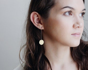 Modern Circle Drop Earrings | Modern Earrings | Circle Earrings | Minimalist Earrings | Geometric Jewelry | Brass Earrings