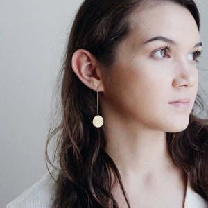 Modern Circle Drop Earrings | Modern Earrings | Circle Earrings | Minimalist Earrings | Geometric Jewelry | Brass Earrings