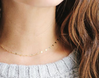 Dapped Chain Choker Necklace | 14k Gold Filled | Sterling Silver | Layer Necklace | Fine Gold Choker | Layered Choker