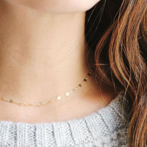Dapped Chain Choker Necklace 14k Gold 
