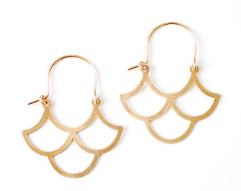 Vintage Inspired Ogee Earrings | Wave Earrings | Geometric Earrings | Gold Hoop Earrings | Sterling Silver Hoop Earrings | Moroccan Earrings