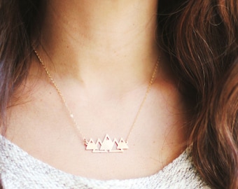 Geometric Mountains Necklace | Brass Necklace | 14k Gold Filled Necklace | Sterling Silver Necklace