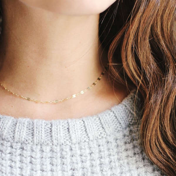 Dapped Chain Choker Necklace | 14k Gold Filled | Sterling Silver | Layer Necklace | Fine Gold Choker | Layered Choker