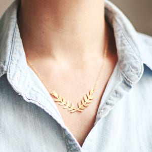 Laurel Wreath Necklace Gold Laurel Necklace Gold Branch Necklace Silver Laurel Wreath Necklace Bridesmaid Necklace Silver Branch image 1