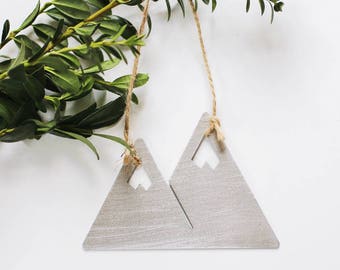 Mountains Ornament | Metal Ornament | Brass Ornament | Steel Ornament | Tree Ornament | Christmas Stocking Stuffer | Mountain Decor | Wood