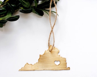 Virginia State Ornament | Virginia Ornament | Brass Home Decor | Brass Ornament | Metal Ornament | Wood Ornament | Steel Ornament