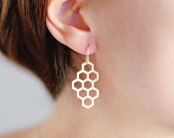 Honeycomb Earrings | Brass Earrings | 14k Gold Filled Earrings | Sterling Silver Earrings | Honey CombEarrings | Minimal Jewelry